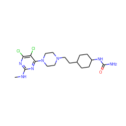 CNc1nc(Cl)c(Cl)c(N2CCN(CCC3CCC(NC(N)=O)CC3)CC2)n1 ZINC000114956911