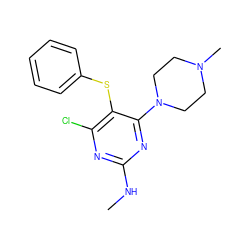 CNc1nc(Cl)c(Sc2ccccc2)c(N2CCN(C)CC2)n1 ZINC000034190063