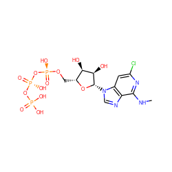 CNc1nc(Cl)cc2c1ncn2[C@@H]1O[C@H](CO[P@@](=O)(O)O[P@@](=O)(O)OP(=O)(O)O)[C@@H](O)[C@H]1O ZINC000049784167