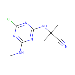 CNc1nc(Cl)nc(NC(C)(C)C#N)n1 ZINC000034141559