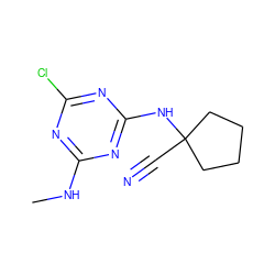 CNc1nc(Cl)nc(NC2(C#N)CCCC2)n1 ZINC000096924115