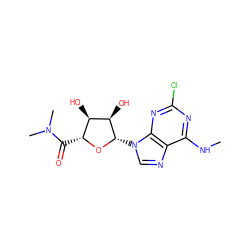 CNc1nc(Cl)nc2c1ncn2[C@@H]1O[C@H](C(=O)N(C)C)[C@@H](O)[C@H]1O ZINC000096900823