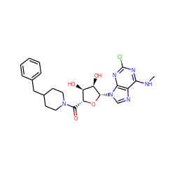 CNc1nc(Cl)nc2c1ncn2[C@@H]1O[C@H](C(=O)N2CCC(Cc3ccccc3)CC2)[C@@H](O)[C@H]1O ZINC000096900962