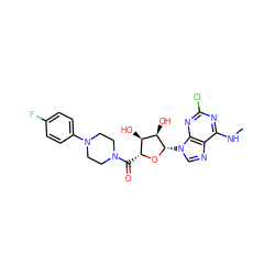 CNc1nc(Cl)nc2c1ncn2[C@@H]1O[C@H](C(=O)N2CCN(c3ccc(F)cc3)CC2)[C@@H](O)[C@H]1O ZINC000096900822