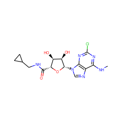 CNc1nc(Cl)nc2c1ncn2[C@@H]1O[C@H](C(=O)NCC2CC2)[C@@H](O)[C@H]1O ZINC000096902324