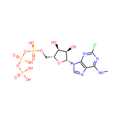 CNc1nc(Cl)nc2c1ncn2[C@@H]1O[C@H](CO[P@@](=O)(O)O[P@@](=O)(O)OP(=O)(O)O)[C@@H](O)[C@H]1O ZINC000049802795