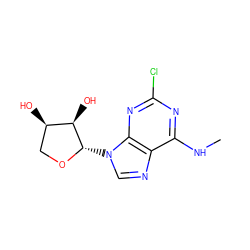 CNc1nc(Cl)nc2c1ncn2[C@@H]1OC[C@@H](O)[C@H]1O ZINC000043019495