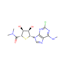 CNc1nc(Cl)nc2c1ncn2[C@@H]1S[C@H](C(=O)N(C)C)[C@@H](O)[C@H]1O ZINC000013678647