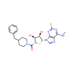 CNc1nc(Cl)nc2c1ncn2[C@@H]1S[C@H](C(=O)N2CCC(Cc3ccccc3)CC2)[C@@H](O)[C@H]1O ZINC000013678656