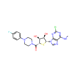 CNc1nc(Cl)nc2c1ncn2[C@@H]1S[C@H](C(=O)N2CCN(c3ccc(F)cc3)CC2)[C@@H](O)[C@H]1O ZINC000013678658