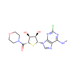 CNc1nc(Cl)nc2c1ncn2[C@@H]1S[C@H](C(=O)N2CCOCC2)[C@@H](O)[C@H]1O ZINC000013678654