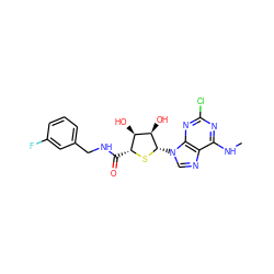 CNc1nc(Cl)nc2c1ncn2[C@@H]1S[C@H](C(=O)NCc2cccc(F)c2)[C@@H](O)[C@H]1O ZINC000013678660