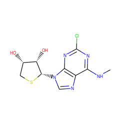 CNc1nc(Cl)nc2c1ncn2[C@@H]1SC[C@H](O)[C@@H]1O ZINC000140398988