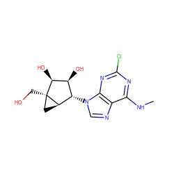 CNc1nc(Cl)nc2c1ncn2[C@H]1[C@H](O)[C@H](O)[C@]2(CO)C[C@H]12 ZINC000028764261