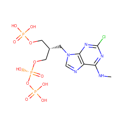 CNc1nc(Cl)nc2c1ncn2C[C@@H](COP(=O)(O)O)CO[P@](=O)(O)OP(=O)(O)O ZINC000013864023