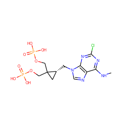 CNc1nc(Cl)nc2c1ncn2C[C@@H]1CC1(COP(=O)(O)O)COP(=O)(O)O ZINC000013864036