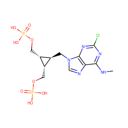 CNc1nc(Cl)nc2c1ncn2C[C@H]1[C@H](COP(=O)(O)O)[C@@H]1COP(=O)(O)O ZINC000100869479