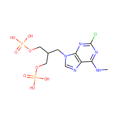 CNc1nc(Cl)nc2c1ncn2CC(COP(=O)(O)O)COP(=O)(O)O ZINC000013864016