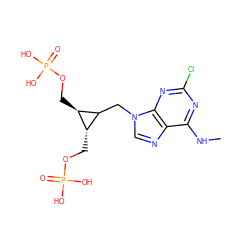 CNc1nc(Cl)nc2c1ncn2CC1[C@H](COP(=O)(O)O)[C@H]1COP(=O)(O)O ZINC000013864033