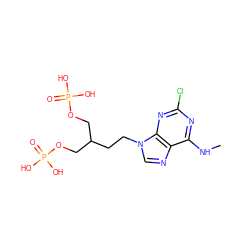 CNc1nc(Cl)nc2c1ncn2CCC(COP(=O)(O)O)COP(=O)(O)O ZINC000003972773