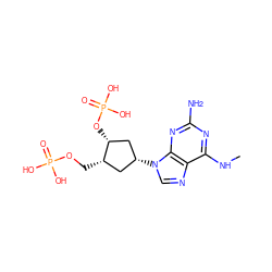 CNc1nc(N)nc2c1ncn2[C@@H]1C[C@H](COP(=O)(O)O)[C@H](OP(=O)(O)O)C1 ZINC000027978876