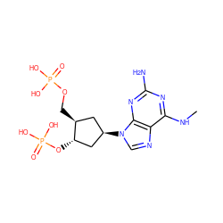 CNc1nc(N)nc2c1ncn2[C@H]1C[C@H](OP(=O)(O)O)[C@@H](COP(=O)(O)O)C1 ZINC000013797178