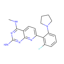 CNc1nc(N)nc2nc(-c3c(F)cccc3N3CCCC3)ccc12 ZINC000095559910