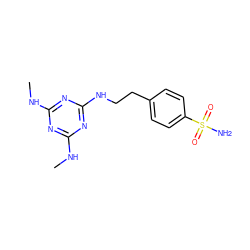 CNc1nc(NC)nc(NCCc2ccc(S(N)(=O)=O)cc2)n1 ZINC000028386791