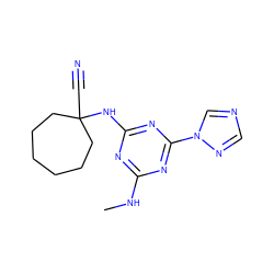 CNc1nc(NC2(C#N)CCCCCC2)nc(-n2cncn2)n1 ZINC000096928548