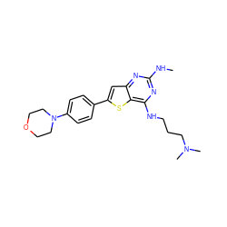 CNc1nc(NCCCN(C)C)c2sc(-c3ccc(N4CCOCC4)cc3)cc2n1 ZINC000103263093