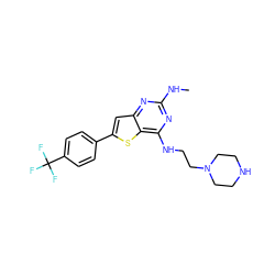 CNc1nc(NCCN2CCNCC2)c2sc(-c3ccc(C(F)(F)F)cc3)cc2n1 ZINC000473083973