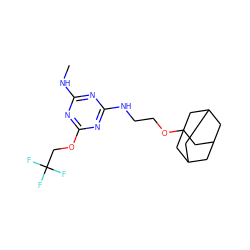 CNc1nc(NCCOC23CC4CC(CC(C4)C2)C3)nc(OCC(F)(F)F)n1 ZINC000004573213