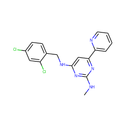 CNc1nc(NCc2ccc(Cl)cc2Cl)cc(-c2ccccn2)n1 ZINC000219042809