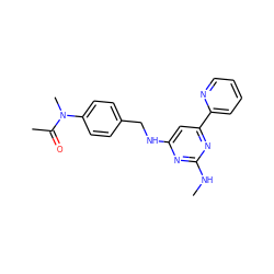 CNc1nc(NCc2ccc(N(C)C(C)=O)cc2)cc(-c2ccccn2)n1 ZINC000299835800