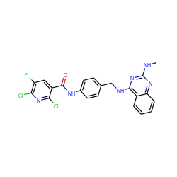 CNc1nc(NCc2ccc(NC(=O)c3cc(F)c(Cl)nc3Cl)cc2)c2ccccc2n1 ZINC000141973638