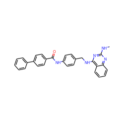 CNc1nc(NCc2ccc(NC(=O)c3ccc(-c4ccccc4)cc3)cc2)c2ccccc2n1 ZINC000045319318