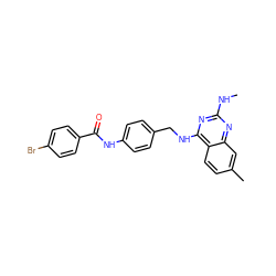 CNc1nc(NCc2ccc(NC(=O)c3ccc(Br)cc3)cc2)c2ccc(C)cc2n1 ZINC000146433022