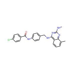 CNc1nc(NCc2ccc(NC(=O)c3ccc(Cl)cc3)cc2)c2cccc(C)c2n1 ZINC000045260105