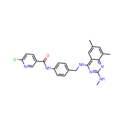 CNc1nc(NCc2ccc(NC(=O)c3ccc(Cl)nc3)cc2)c2cc(C)cc(C)c2n1 ZINC000143619503