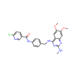 CNc1nc(NCc2ccc(NC(=O)c3ccc(Cl)nc3)cc2)c2cc(OC)c(OC)cc2n1 ZINC000141989878