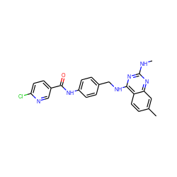 CNc1nc(NCc2ccc(NC(=O)c3ccc(Cl)nc3)cc2)c2ccc(C)cc2n1 ZINC000045316051