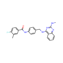 CNc1nc(NCc2ccc(NC(=O)c3ccc(F)c(C)c3)cc2)c2ccccc2n1 ZINC000141990098