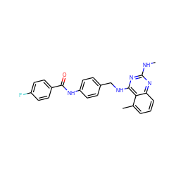 CNc1nc(NCc2ccc(NC(=O)c3ccc(F)cc3)cc2)c2c(C)cccc2n1 ZINC000045315390