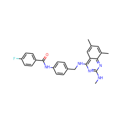 CNc1nc(NCc2ccc(NC(=O)c3ccc(F)cc3)cc2)c2cc(C)cc(C)c2n1 ZINC000141898784