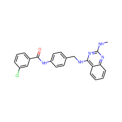 CNc1nc(NCc2ccc(NC(=O)c3cccc(Cl)c3)cc2)c2ccccc2n1 ZINC000045257488