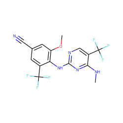 CNc1nc(Nc2c(OC)cc(C#N)cc2C(F)(F)F)ncc1C(F)(F)F ZINC001772571428