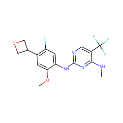 CNc1nc(Nc2cc(F)c(C3COC3)cc2OC)ncc1C(F)(F)F ZINC000205903443