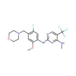 CNc1nc(Nc2cc(F)c(CN3CCOCC3)cc2OC)ncc1C(F)(F)F ZINC000205905154