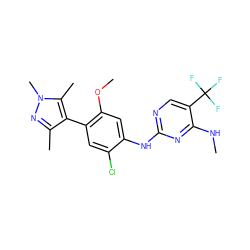 CNc1nc(Nc2cc(OC)c(-c3c(C)nn(C)c3C)cc2Cl)ncc1C(F)(F)F ZINC000169704339