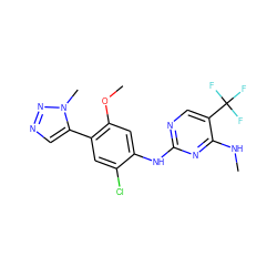 CNc1nc(Nc2cc(OC)c(-c3cnnn3C)cc2Cl)ncc1C(F)(F)F ZINC000169704324